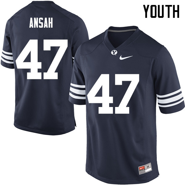 Youth #47 Ezekiel Ansah BYU Cougars College Football Jerseys Sale-Navy